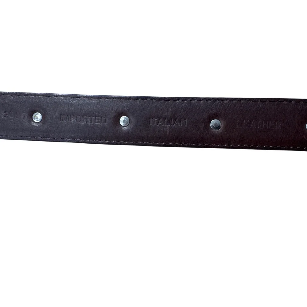 Brown Croc Embossed‎ Leather Belt Good Studded Diamond Concho Western Boho Y2K